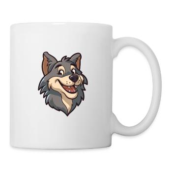 Wolf Cartoon Kawaii Watercolor Illustration - Mug - white - Right