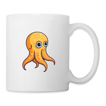 Flaschenschwanz-Tintenfisch-Cartoon-Kawaii-Illustration - Tasse - Weiß - Rechts