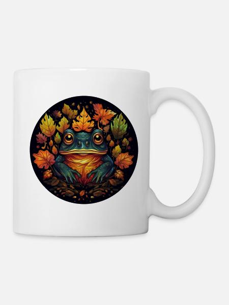 Frosch aus Herbstblättern - Tasse - Weiß