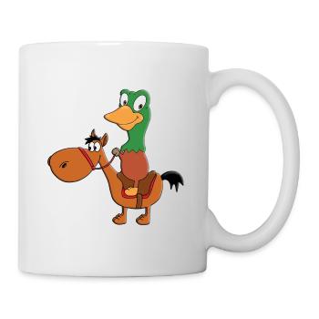 REITEN - PFERD - PONY - ENTE - ERPEL - REITER - Tasse - Weiß - Rechts