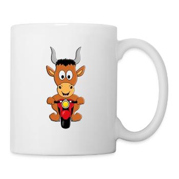 MOTORRAD - BIKER - STIER - BULLE - RIND - KUH - Tasse - Weiß - Rechts