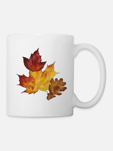 Automne, feuillage, octobre doré, feuilles automnales - Mug blanc - blanc