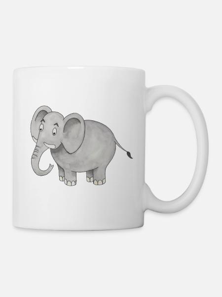 Elephant Cute Kids Gift Safari Zoo Trunk - Mug - white
