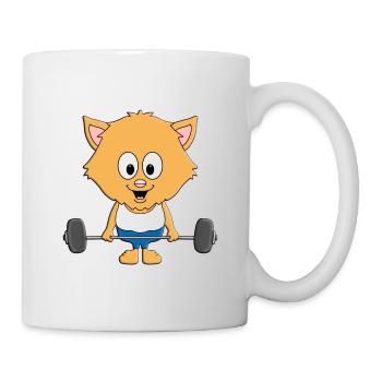 FITNESS - GEWICHTHEBEN - SPORT - KATZE - KATER - Tasse - Weiß - Rechts