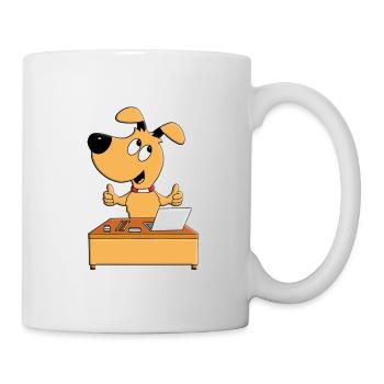HUND - SCHREIBTISCH - MITARBEITER - CHEF - JOB - Tasse - Weiß - Rechts