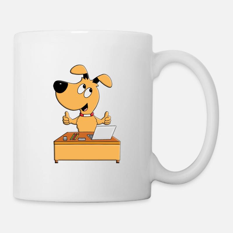 HUND - SCHREIBTISCH - MITARBEITER - CHEF - JOB - Tasse - Weiß
