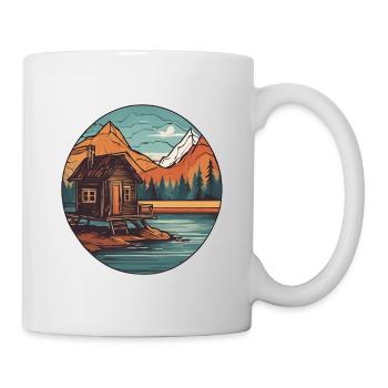 Lakeside House / Cabin / Lake / Mountains / Nature /Forest - Mug - white - Right