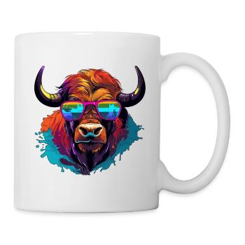 Buffalo with sunglasses - Mug - white - Right