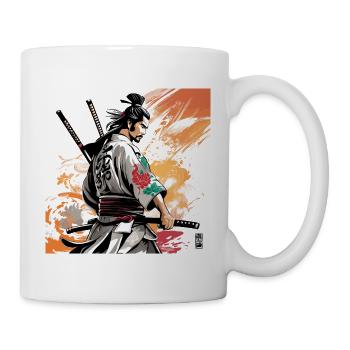 samurai with swords graphic - Mug - white - Right