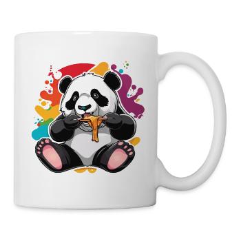 Happy Panda Eating with Paint Splatter Sticker Des - Mug - white - Right