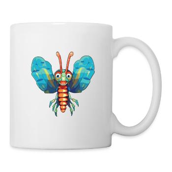 Peacock Mantis Shrimp Cartoon Kawaii Illustration - Mug blanc - blanc - Droite