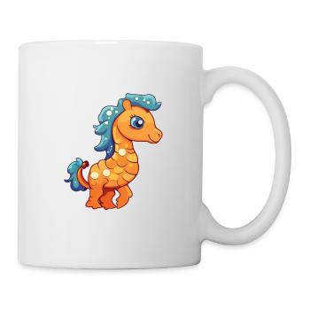 Seepferdchen-Karikatur-Kawaii-Aquarellillustration - Tasse - Weiß - Rechts
