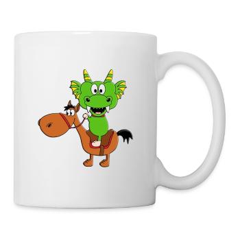 DRACHE - REITEN - PFERD - PFERDE - PONY - PONYS - Tasse - Weiß - Rechts