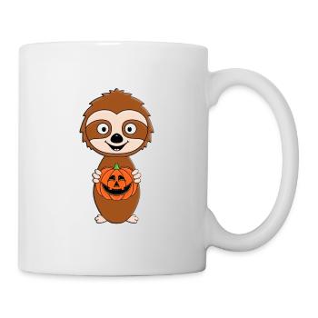 FAULTIER - HALLOWEEN - KÜRBIS - SCHNITZEN - TIER - Tasse - Weiß - Rechts