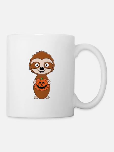 FAULTIER - HALLOWEEN - KÜRBIS - SCHNITZEN - TIER - Tasse - Weiß