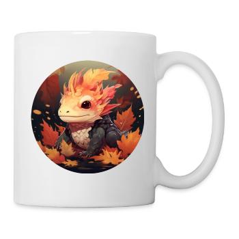 Axolotl im Herbstlaub - Tasse - Weiß - Rechts
