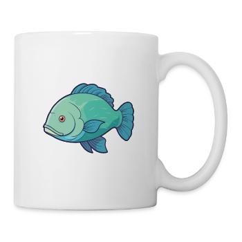 Napoleon Wrasse Cartoon Kawaii Illustration - Mug blanc - blanc - Droite