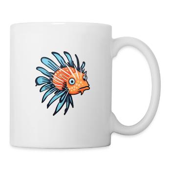 Rotfeuerfisch-Karikatur-Kawaii-Aquarellillustration - Tasse - Weiß - Rechts
