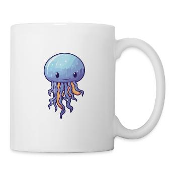 Jellyfish Cartoon Kawaii Watercolor Illustration - Mug - white - Right