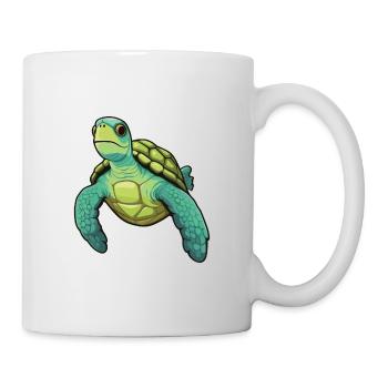 Green Sea Turtle Cartoon Kawaii Illustration - Mug - white - Right