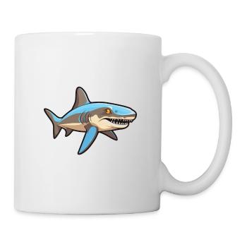 Hammerhai-Karikatur-Kawaii-Illustration - Tasse - Weiß - Rechts