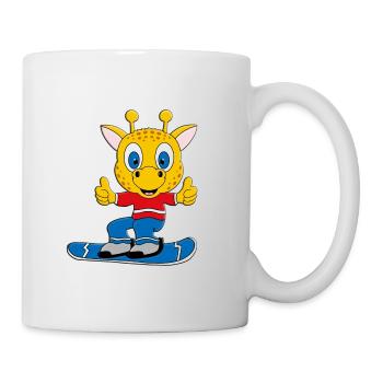 SNOWBOARD - GIRAFFE - TIER - SPORT - TIERISCH - Tasse - Weiß - Rechts