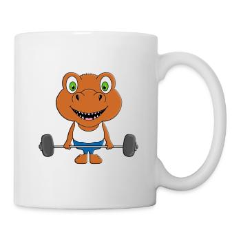 GEWICHTHEBER - DINO - DINOSAURIER - FITNESS - TIER - Tasse - Weiß - Rechts