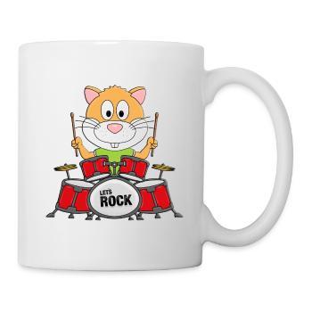 SCHLAGZEUGER - BAND - HAMSTER - MUSIKER - TIER - Tasse - Weiß - Rechts