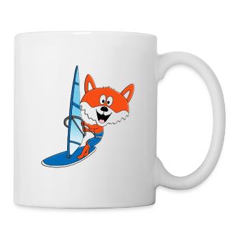WINDSURFER - SURFER - WASSERSPORT - FUCHS - TIER - Tasse - Weiß - Rechts