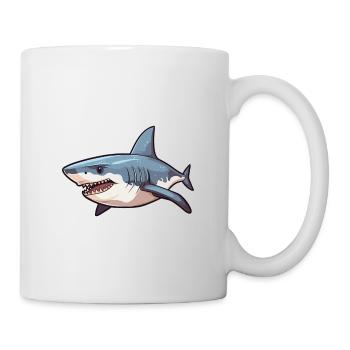 Great White Shark Cartoon Kawaii Illustration - Mug - white - Right