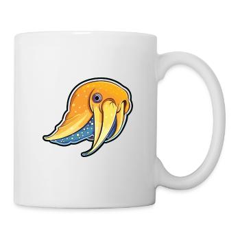 Cuttlefish Cartoon Kawaii Watercolor Illustration - Mug - white - Right