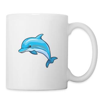 Dolphin Cartoon Kawaii Watercolor Illustration - Mug - white - Right
