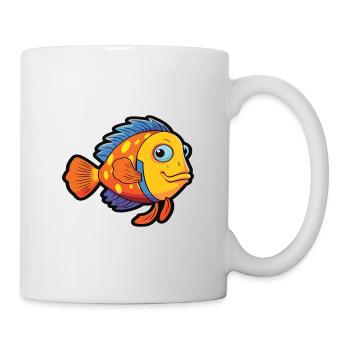 Clown-Lippfisch-Karikatur Kawaii Bunte Illustration - Tasse - Weiß - Rechts