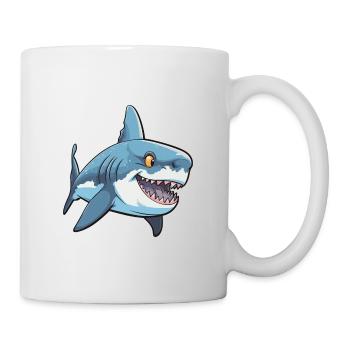 Shark Cartoon Kawaii Watercolor Illustration - Mug - white - Right