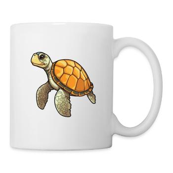 Sea Turtle Cartoon Kawaii Watercolor Illustration - Mug - white - Right