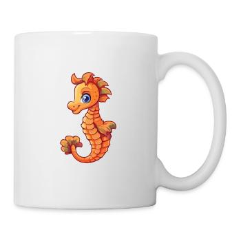 Seepferdchen-Karikatur-Kawaii-Aquarellillustration - Tasse - Weiß - Rechts