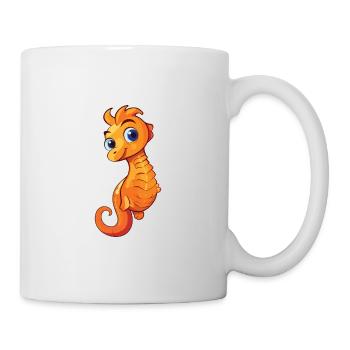 Seepferdchen-Karikatur-Kawaii-Aquarellillustration - Tasse - Weiß - Rechts