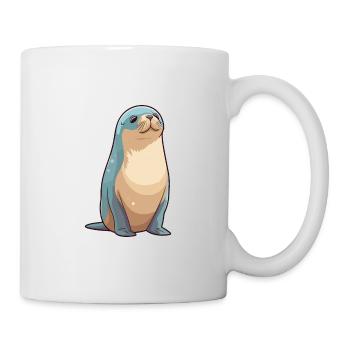 Lion de mer Cartoon Kawaii Aquarelle Illustration - Mug blanc - blanc - Droite