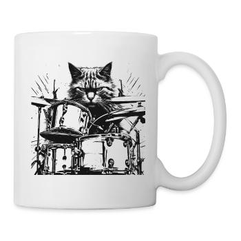 Katze Schlagzeug Drummer Geschenkidee - Tasse - Weiß - Rechts