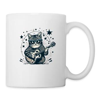 Katze Gitarre Gitarrist Musiker Geschenkidee - Tasse - Weiß - Rechts