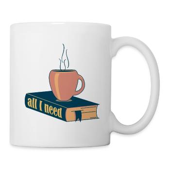 Hot drink with book "all I need" - Mug - white - Right