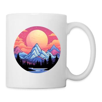 Berge Vaporwave - Tasse - Weiß - Rechts