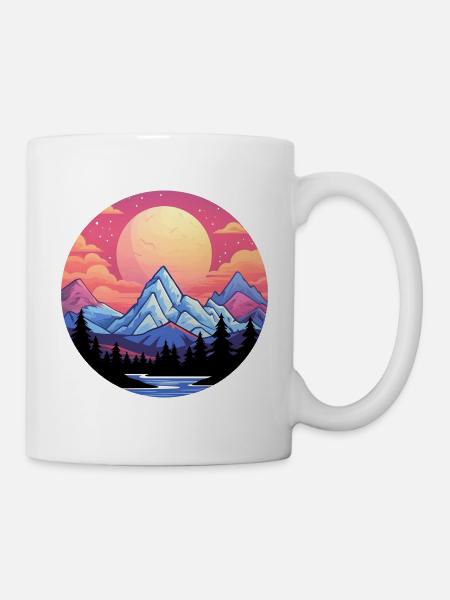 Mountains Vaporwave - Mug - white