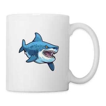 Tigerhai-Karikatur-Kawaii-Aquarellillustration - Tasse - Weiß - Rechts