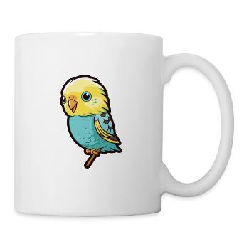Budgerigar Cartoon Kawaii Aquarelle Illustration - Mug blanc - blanc - Droite
