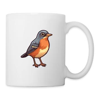 Amerikanische Robin-Karikatur-Kawaii-Illustration - Tasse - Weiß - Rechts