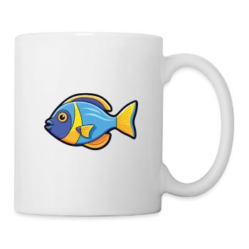 Doktorfisch-Karikatur-Kawaii-Aquarellillustration - Tasse - Weiß - Rechts