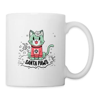 Weihnachten für Katzenliebhaber 🐱 Santas Paws - Tasse - Weiß - Rechts