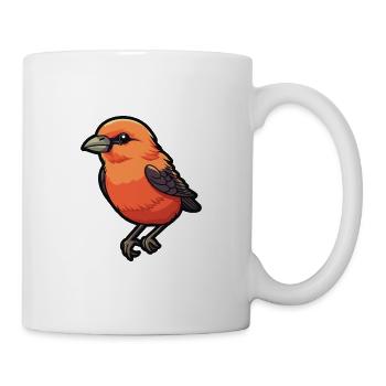 Kreuzschnabel-Karikatur-Kawaii-Aquarell-Illustration - Tasse - Weiß - Rechts