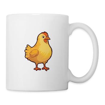 Huhn-Karikatur-Kawaii-Aquarellillustration - Tasse - Weiß - Rechts